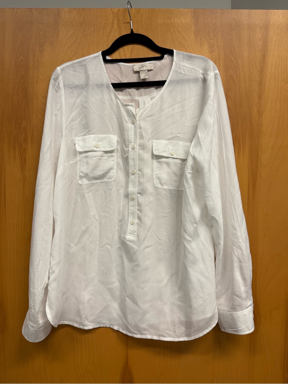 LOFT White Casual Button-Front Men's Shirt